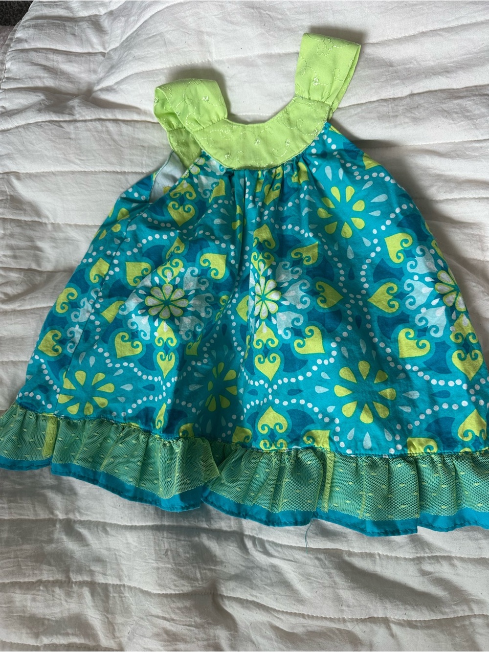 Penolope Mack Aqua & Lime Floral Print Girls' Sundress
